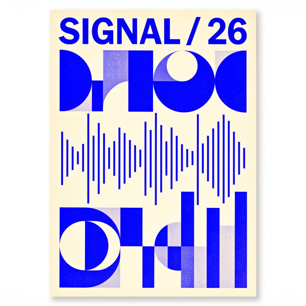SIGNAL 26 Swiss music poster generated with FLUX.2 Flex AI image generator