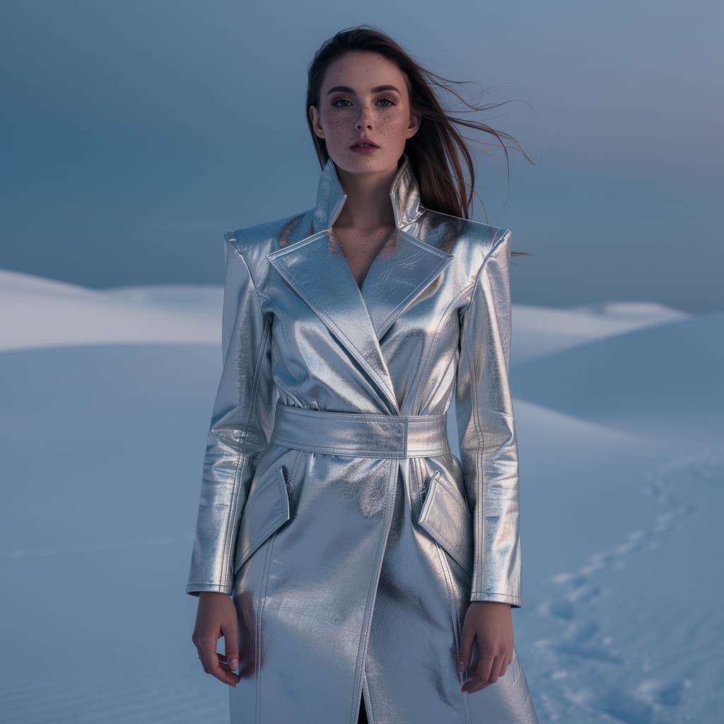 Fashion campaign transformed into a snow landscape with FLUX.2 Max image edit